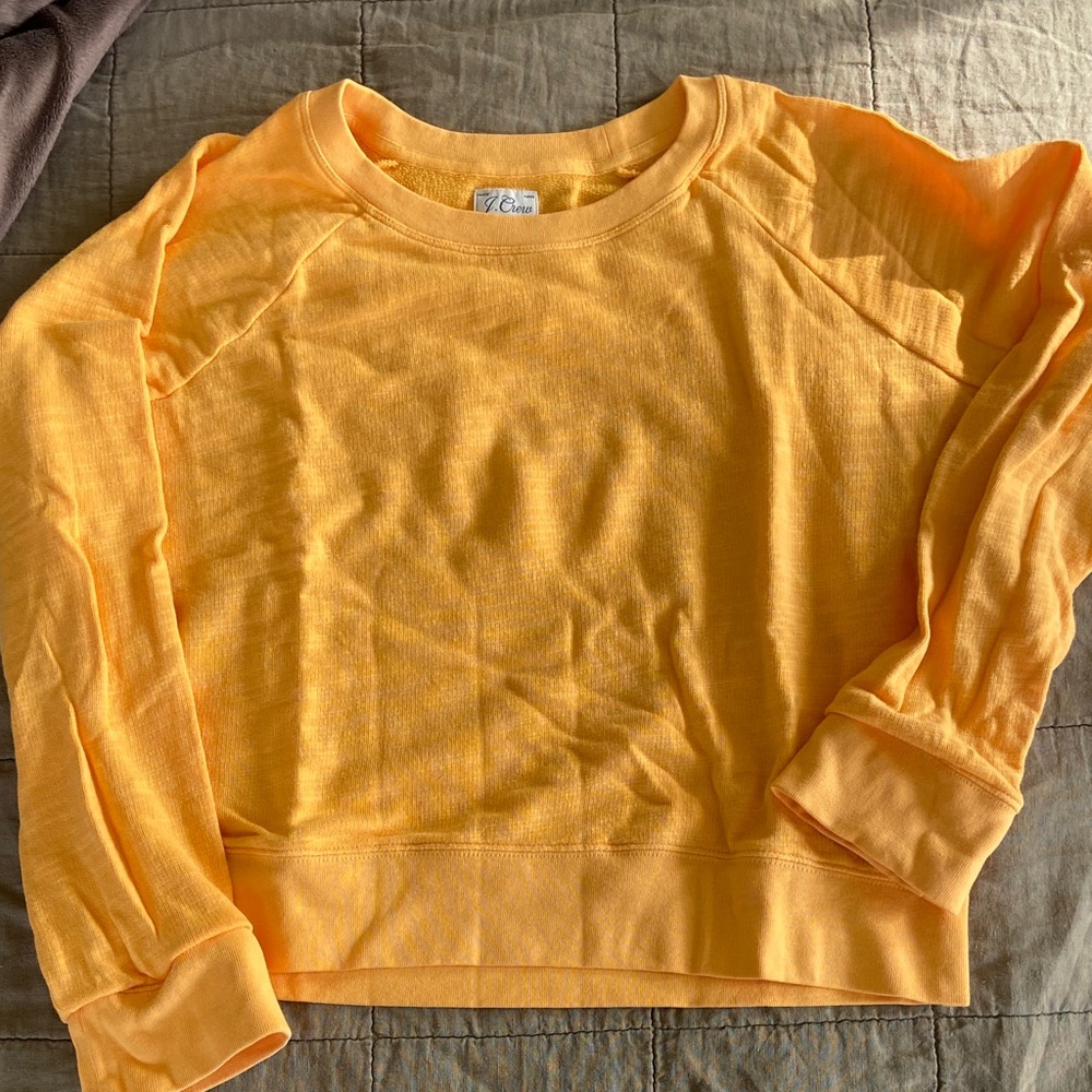 J Crew Sunshine Yellow Crew Neck vintage Fleece Sweatshirt Sz M